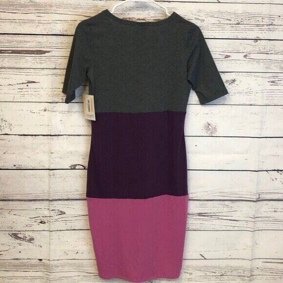 Lularoe‎ Colorblock mauve plum gray Julia dress Women’s Size XS - Picture 5 of 6